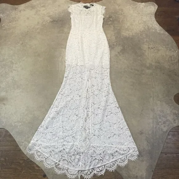 strapless open back dress Fit-and-Flare Wedding Dress With Buttons| Kleinfeld Bridal main image 1